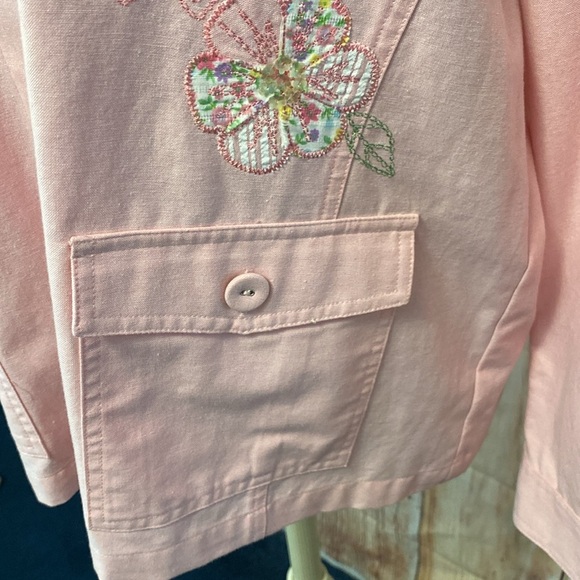 Alfred Dunner Women  Pink Sz 14 Button Up Embroidered Stitching  Floral Jacket - Picture 11 of 11